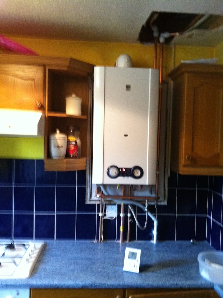 a gas boiler system install in a kitchen