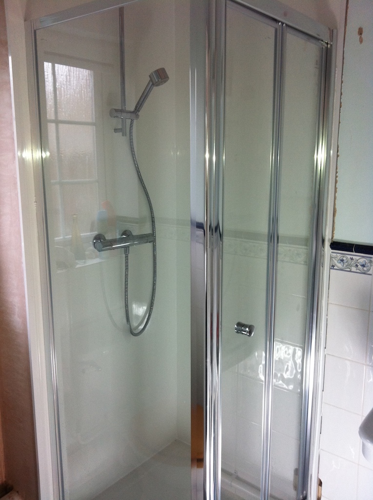 completed version of the previous partially complete shower cubicle