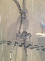 shower cubicle with new chrome controls